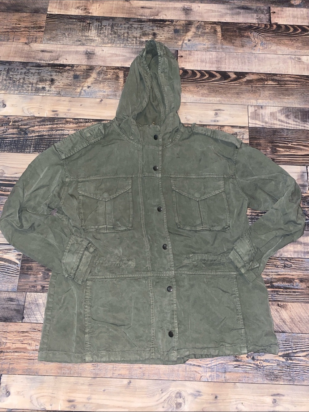 American Eagle Outfitters Olive Utility Jacket with Hood